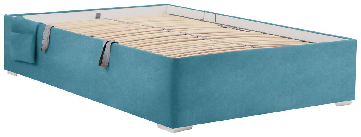 Bett Remi Petrol ca. 140x200cm - Chromfarben/Petrol, KONVENTIONELL, Holz/Kunststoff (140/200cm) - Mömax