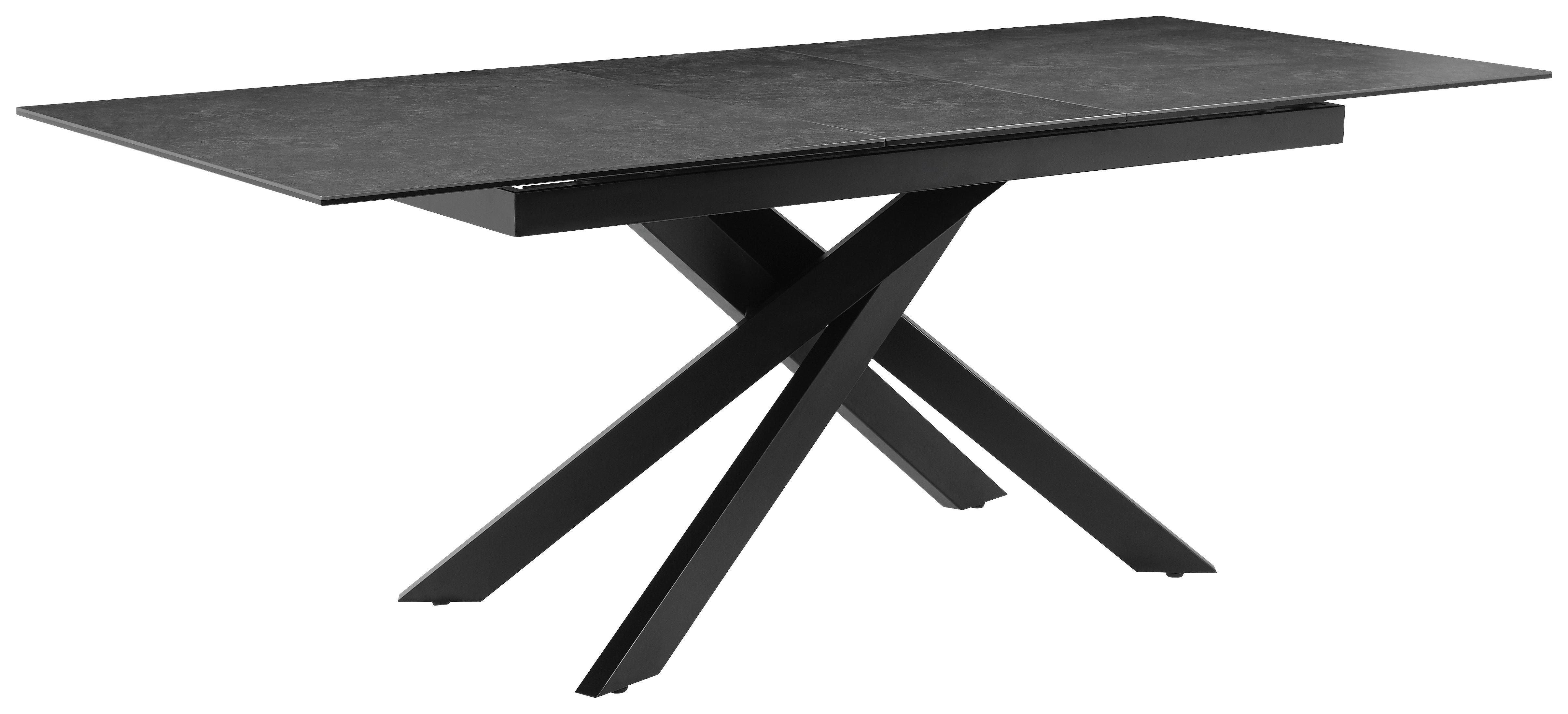 Raztegljiva Miza Lotus, Temno Siva, 168-210x90 - siva/črna, Moderno, kovina/steklo (168-210/90/76cm) - P & B