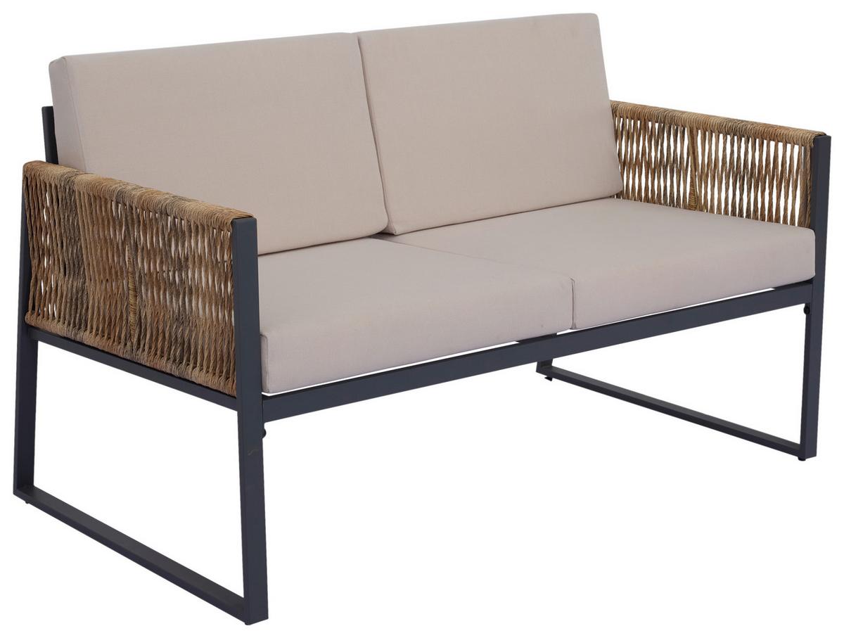 Vrtni Set Magaluf, Antracit, Rjava, 4-Delno - bež/antracit, Moderno, kovina/umetna masa (130/76/72cm) - Mömax