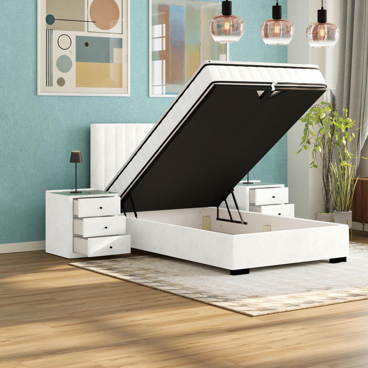 Box Krevet Maya C - crna/krem, Moderno, drvni materijal/drvo (100/200cm) - Modern Living