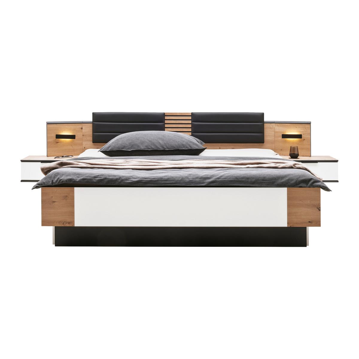 Bettanlage LEO ca. 180x200cm - Weiss/Graphitfarben, Konventionell, Holzwerkstoff/Textil (180/200cm) - Premium Living