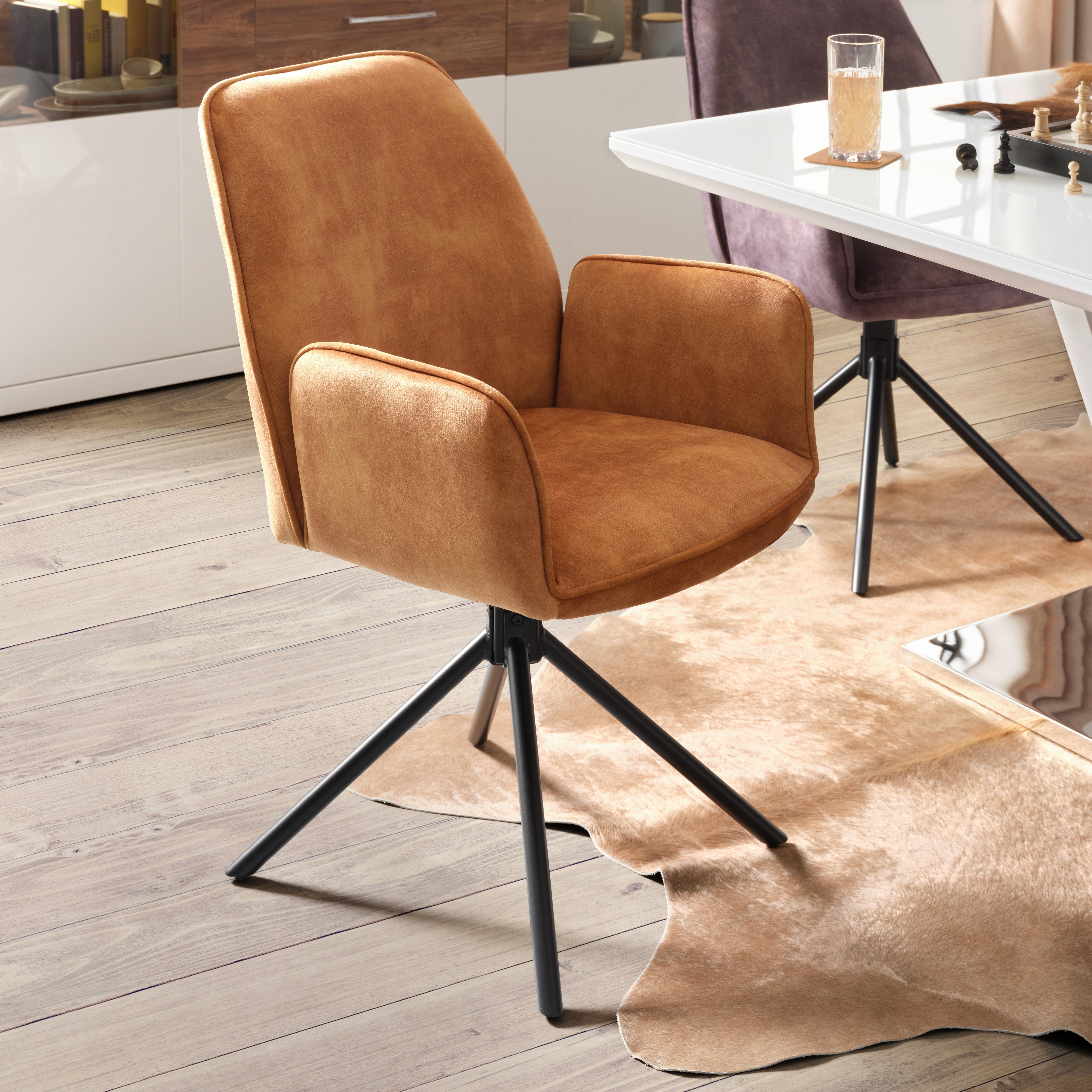 Armlehnstuhl Ottawa Currygelb - Currygelb/Schwarz, MODERN, Textil/Metall (60/89/64cm) - Premium Living