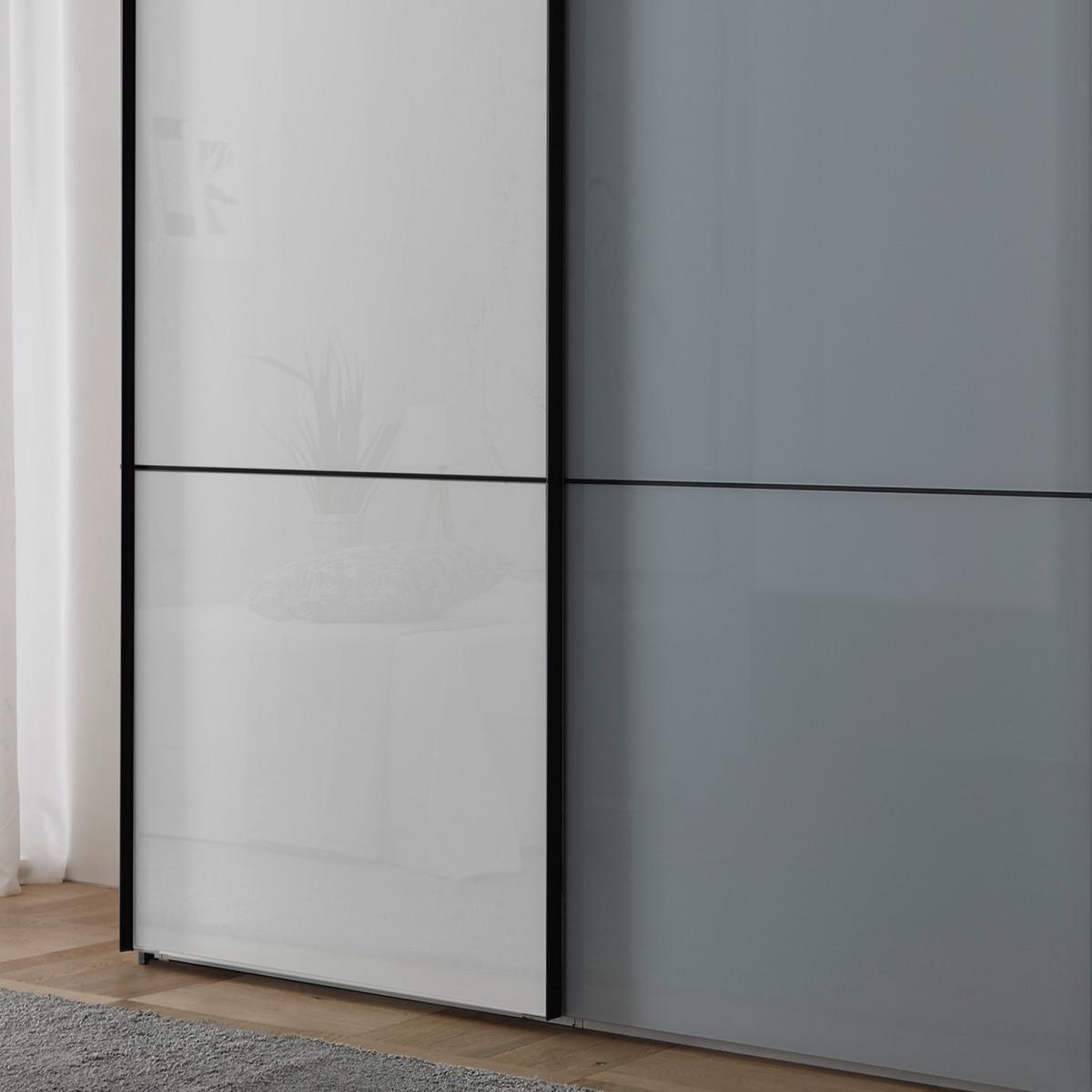 Ormar Sa Staklenim Kliznim Vratima Includo - bijela/tamno siva, Moderno, staklo/drvni materijal (200/222/68cm) - Premium Living