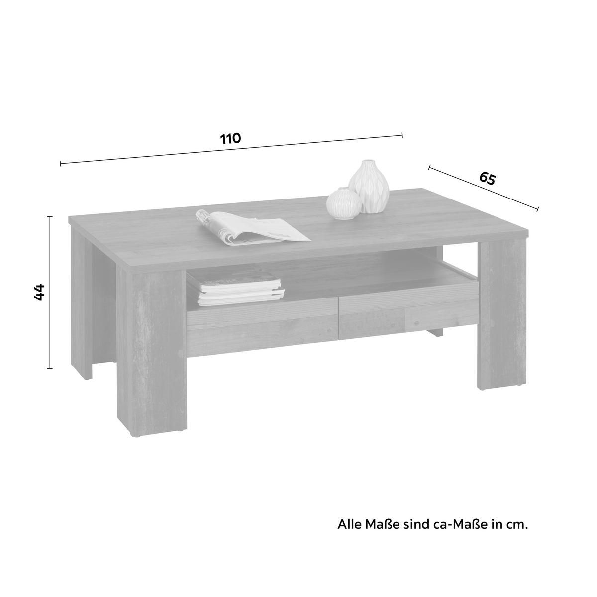 Couchtisch in Braun/Grau - Braun/Grau, KONVENTIONELL, Holzwerkstoff (110/65/44cm) - Mömax
