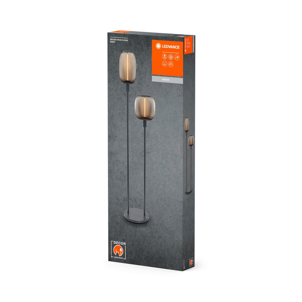 PODSTAWA LAMPY DECOR STICK FLOOR 2XE27 DG - ciemnoszary, Basics, metal (32/146cm) - Ledvance