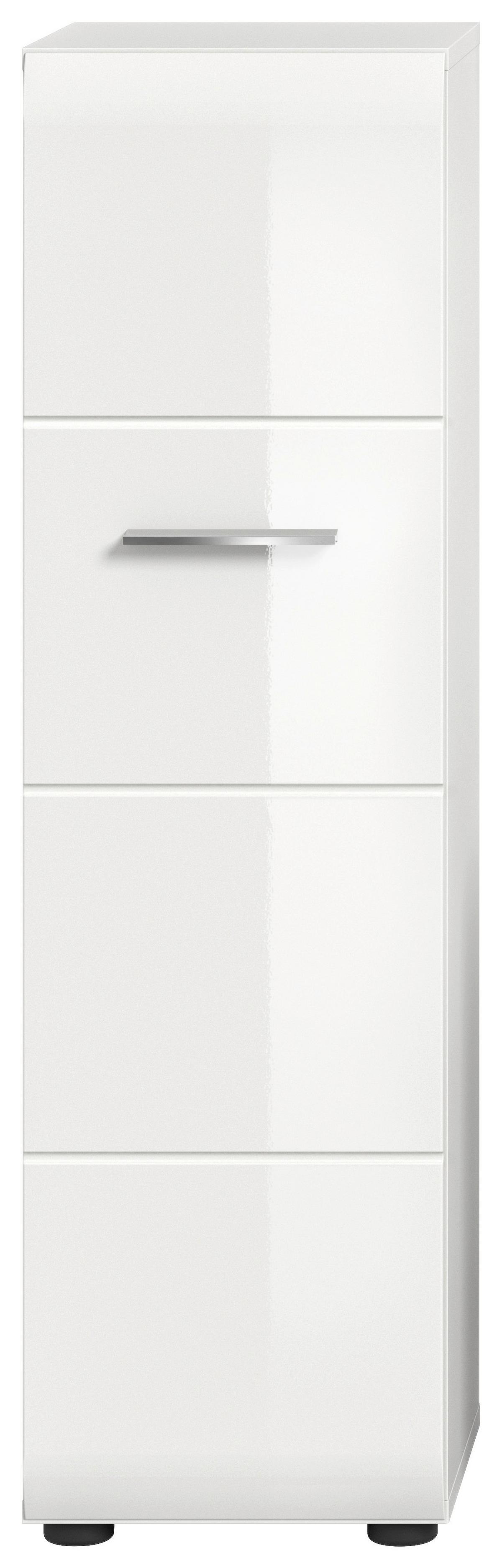 Midischrank Ice ca. 30x106 cm Weiß - Weiß Hochglanz/Silberfarben, MODERN, Holzwerkstoff/Kunststoff (30/106/30cm) - MID.YOU