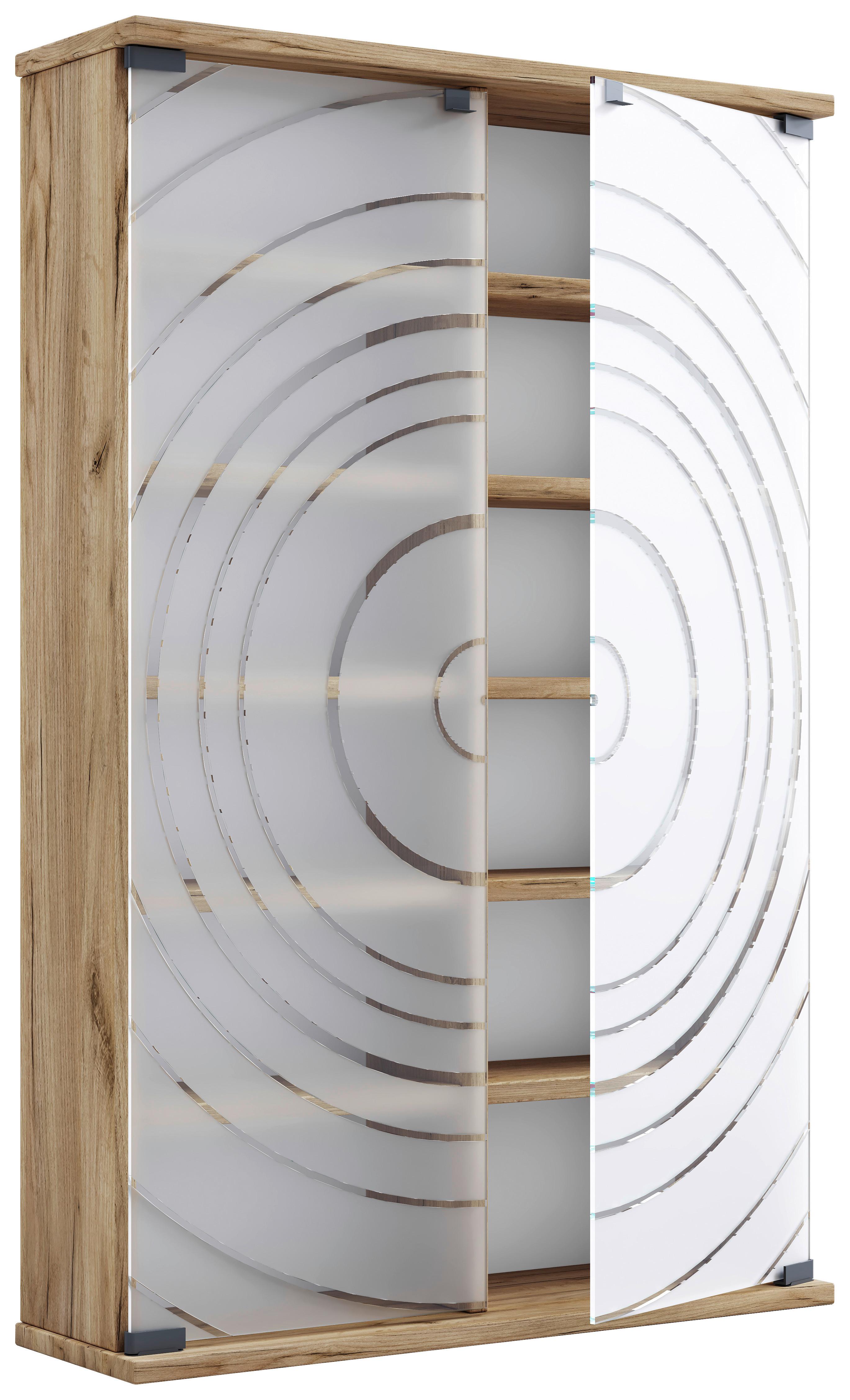 Regal Tilano L Honigeiche - Honigeiche, Design, Glas/Holzwerkstoff (60/92/18cm) - MID.YOU