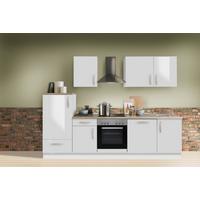 Küchenblock White-Premium Weiß Hochgl. B: ca. 280cm - Weiß Hochglanz/Silberfarben, KONVENTIONELL, Holzwerkstoff/Metall (280cm) - Menke