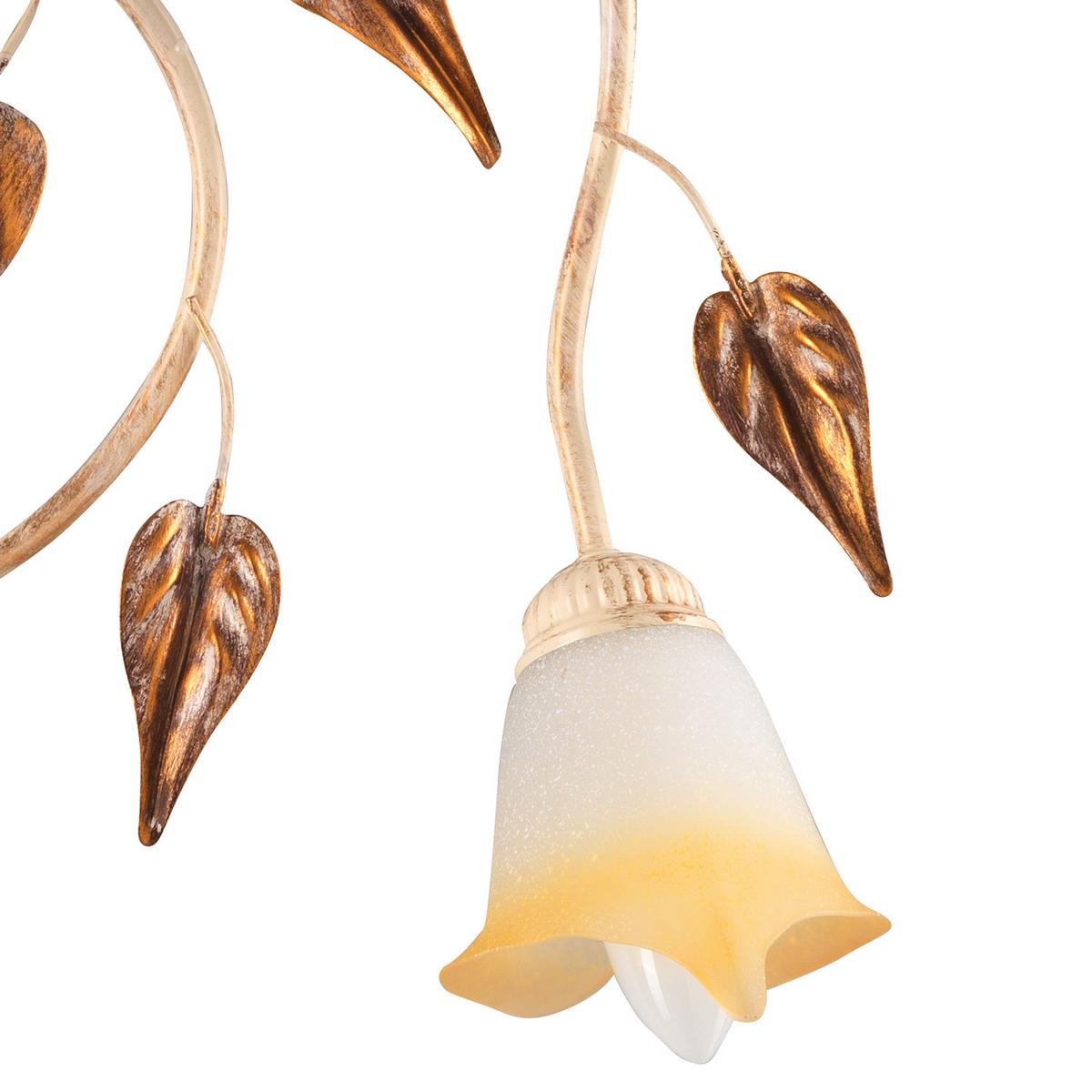 Deckenleuchte Vanda Weiß/Beige max. 6 Watt - Beige/Weiß, ROMANTIK / LANDHAUS, Glas/Metall (70/70/20cm)