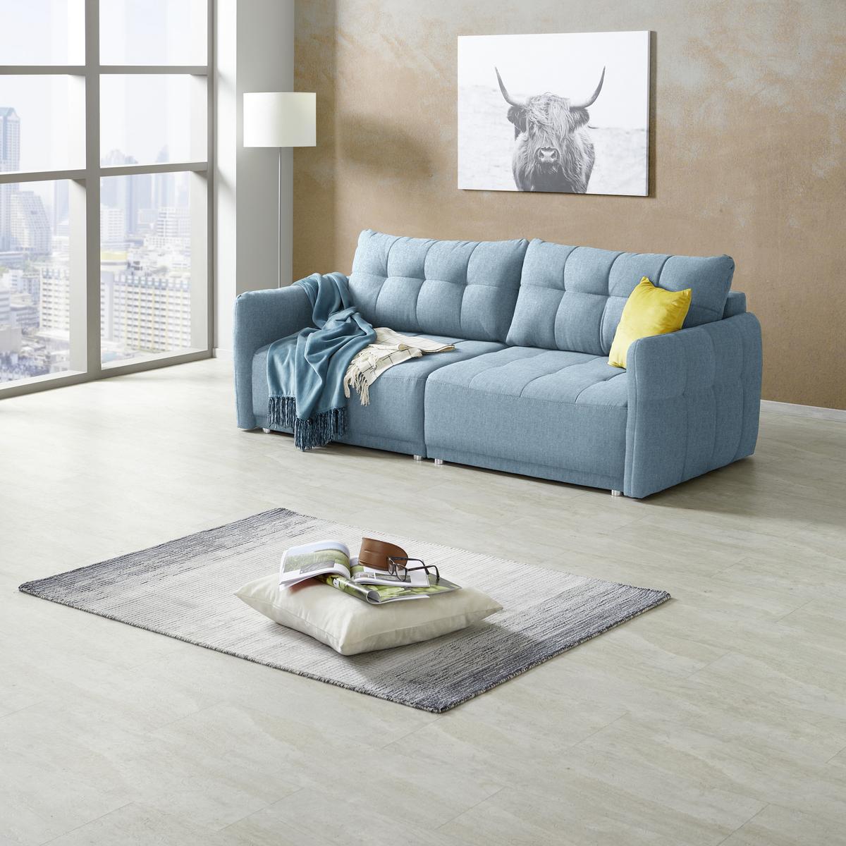 Kanapéágy Modena - kék, Natur, textil (223/92/107cm) - Mömax