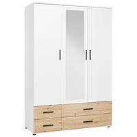 Kleiderschrank in Weiss/Eichefarben - Weiss/Schwarz, Konventionell, Holzwerkstoff/Kunststoff (127/188/52cm) - Mömax