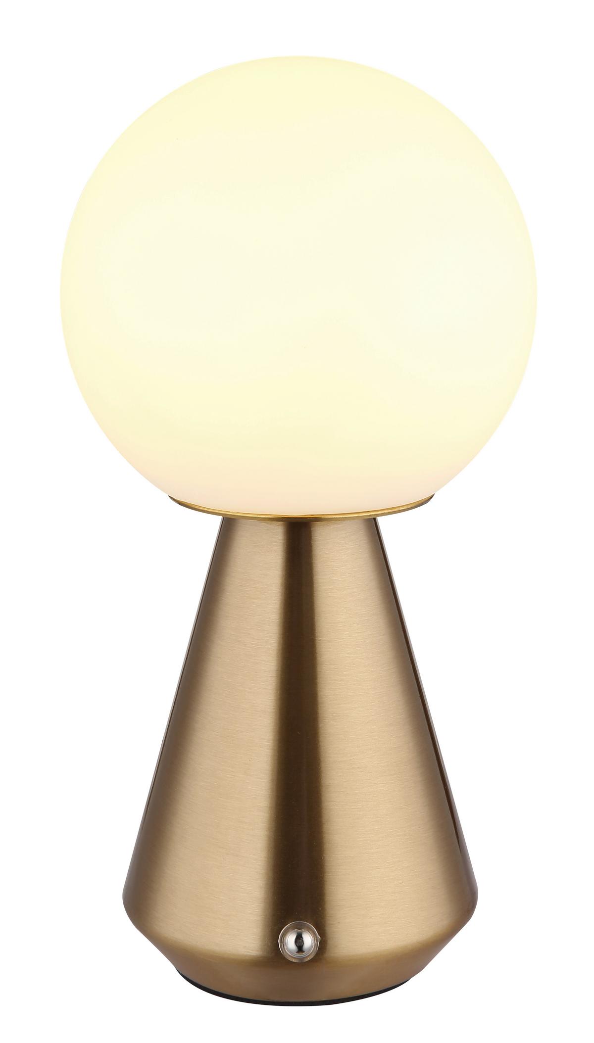 AKKU-TISCHLEUCHTE 21029C SORA - Weiss/Kupferfarben, Konventionell, Kunststoff/Metall (12/23,5cm) - Globo