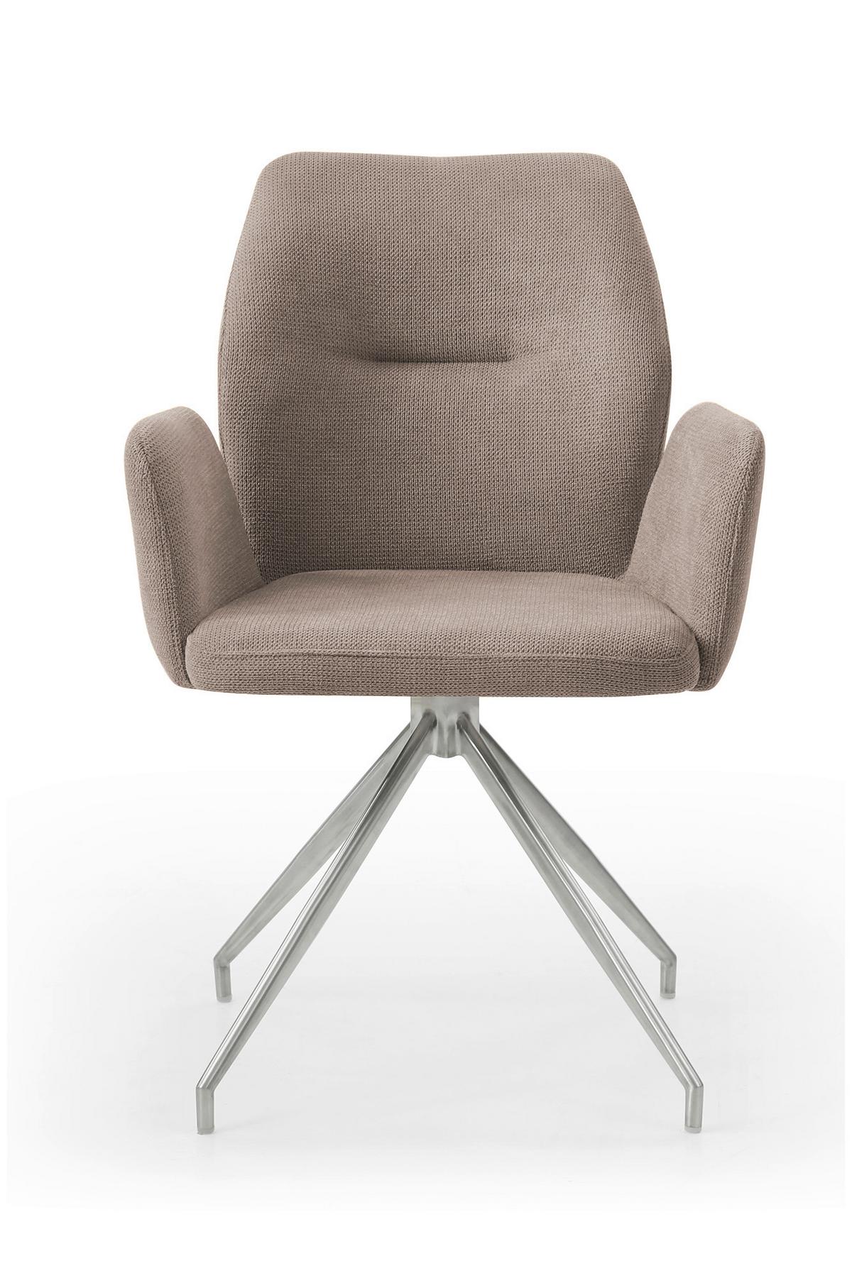 Naslanjač Robin, Rjava, Vrtljiv - srebrne barve/rjava, Moderno, kovina/tekstil (60/89/62cm) - Livetastic