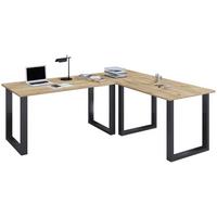 Kotna Pisalna Miza Lona, Barva Hrasta, Črna, 160x160cm - črna/medeni hrast, Design, kovina/leseni material (160/160/76cm) - MID.YOU