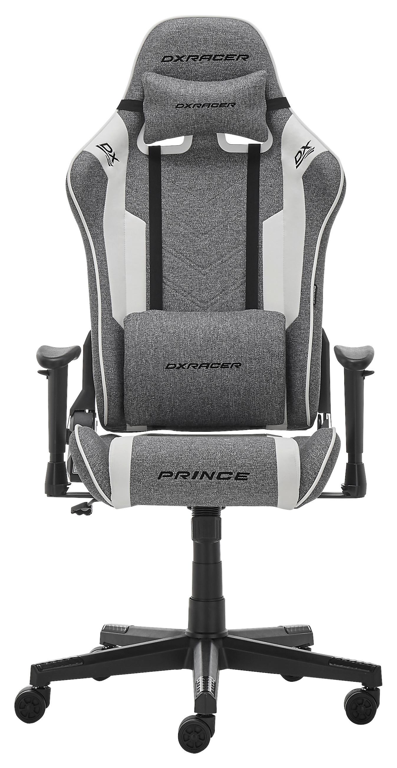 GAMINGSTOL PRINCE -EXKLUSIV- - vit/grå, Modern, textil/plast (70/126/70cm) - Dxracer