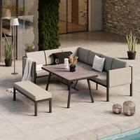 Loungegarnitur Anna Grau, 5-teilig - Dunkelgrau/Hellgrau, MODERN, Glas/Textil (135/68/80cm)