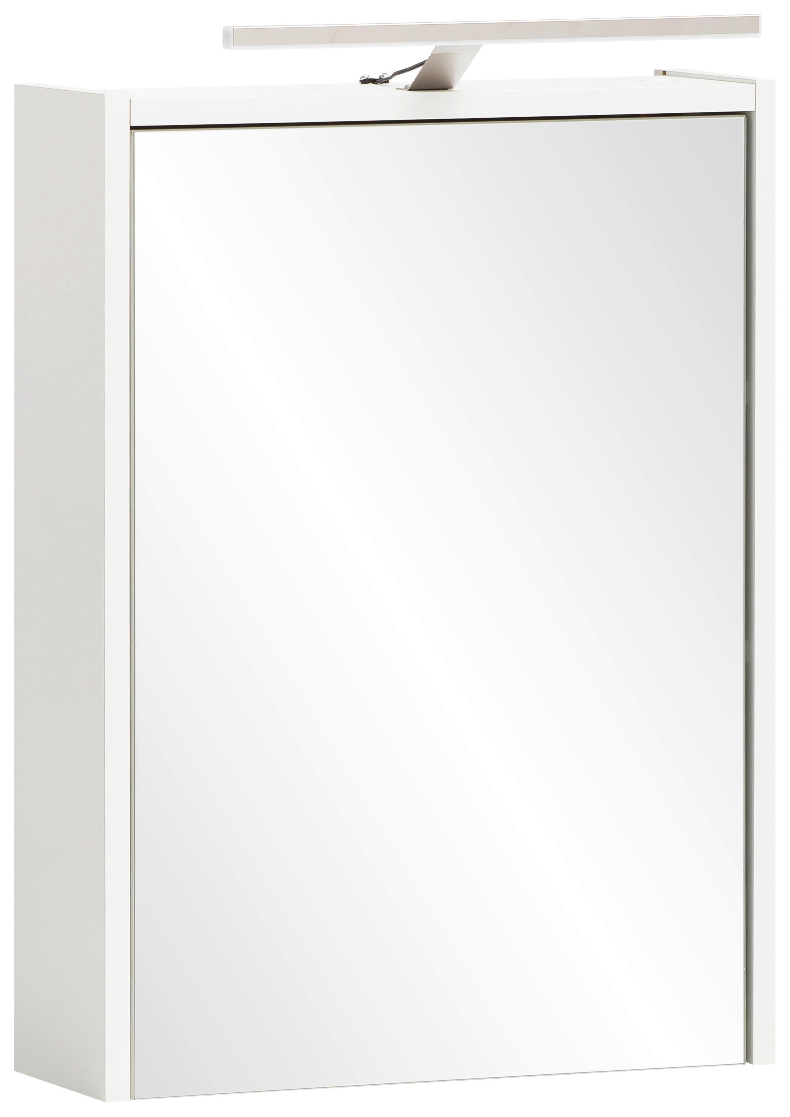 Omara Z Ogledalom Katta, Bela - bela, Moderno, steklo/leseni material (43,5/64/16cm) - Stylife