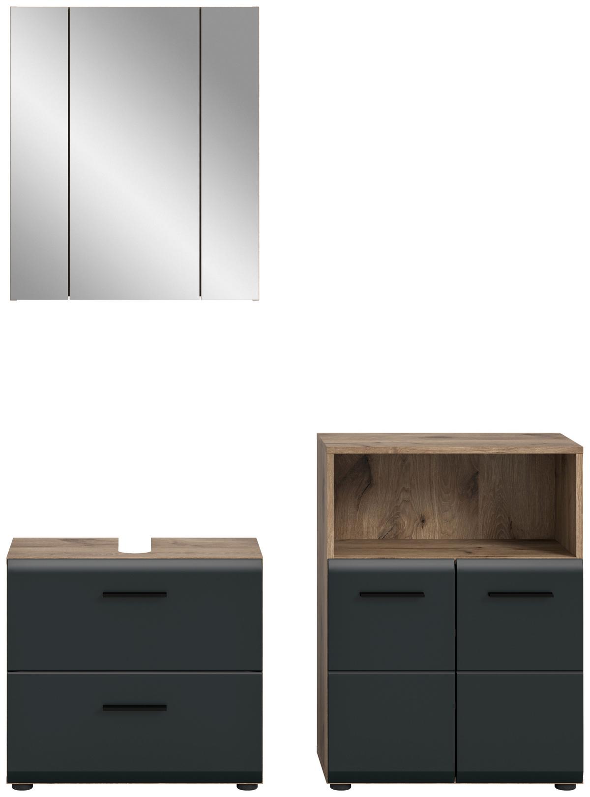 BADEZIMMER ICE - Eiche dunkel/Schwarz, Basics, Holzwerkstoff/Kunststoff (120cm) - MID.YOU