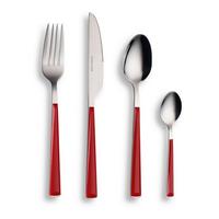Besteckset Basic Rot/Silber 24-teilig - Rot/Silberfarben, Basics, Metall - Echtwerk