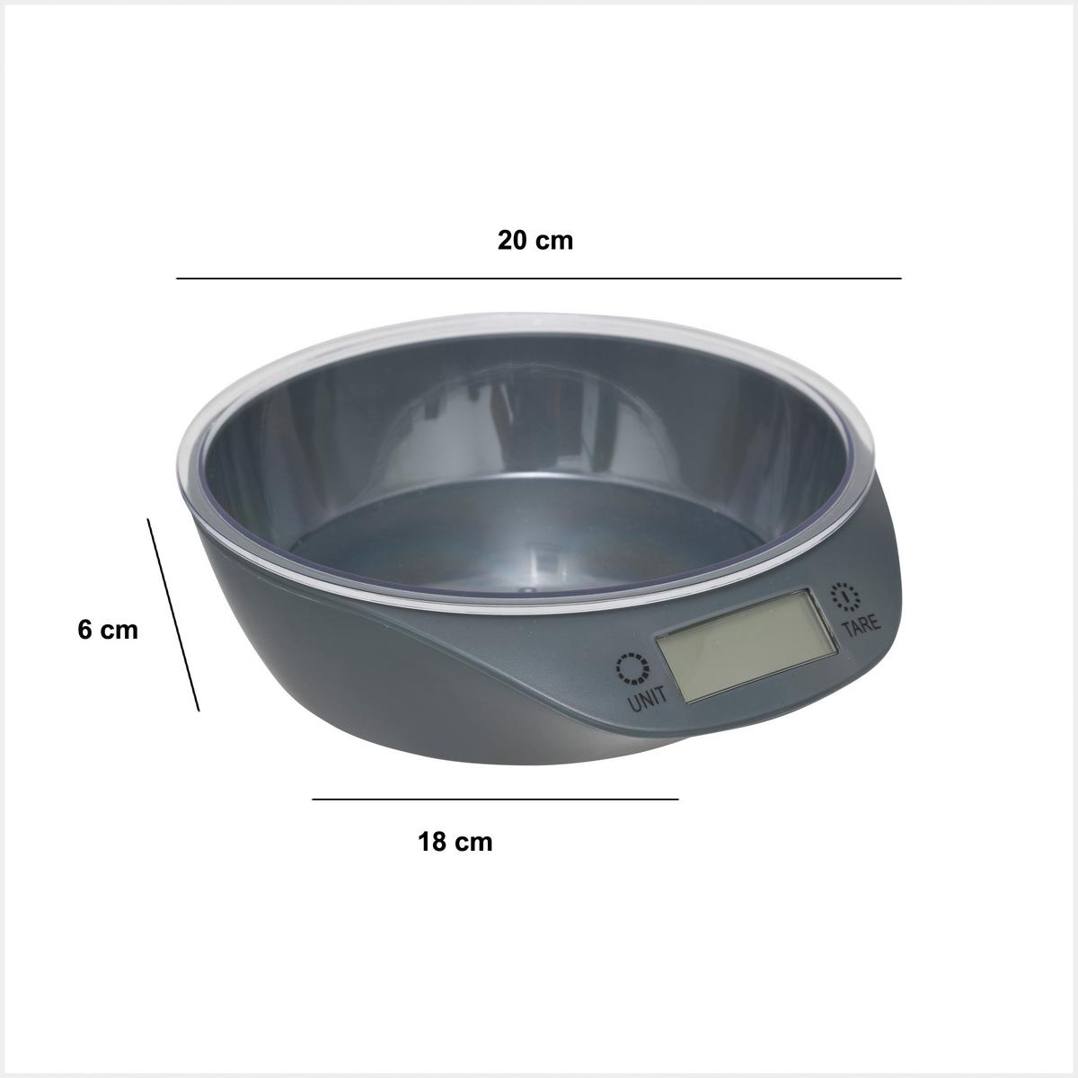 Cântar de bucătărie Wam - gri, Basics, plastic (18/20/6cm)