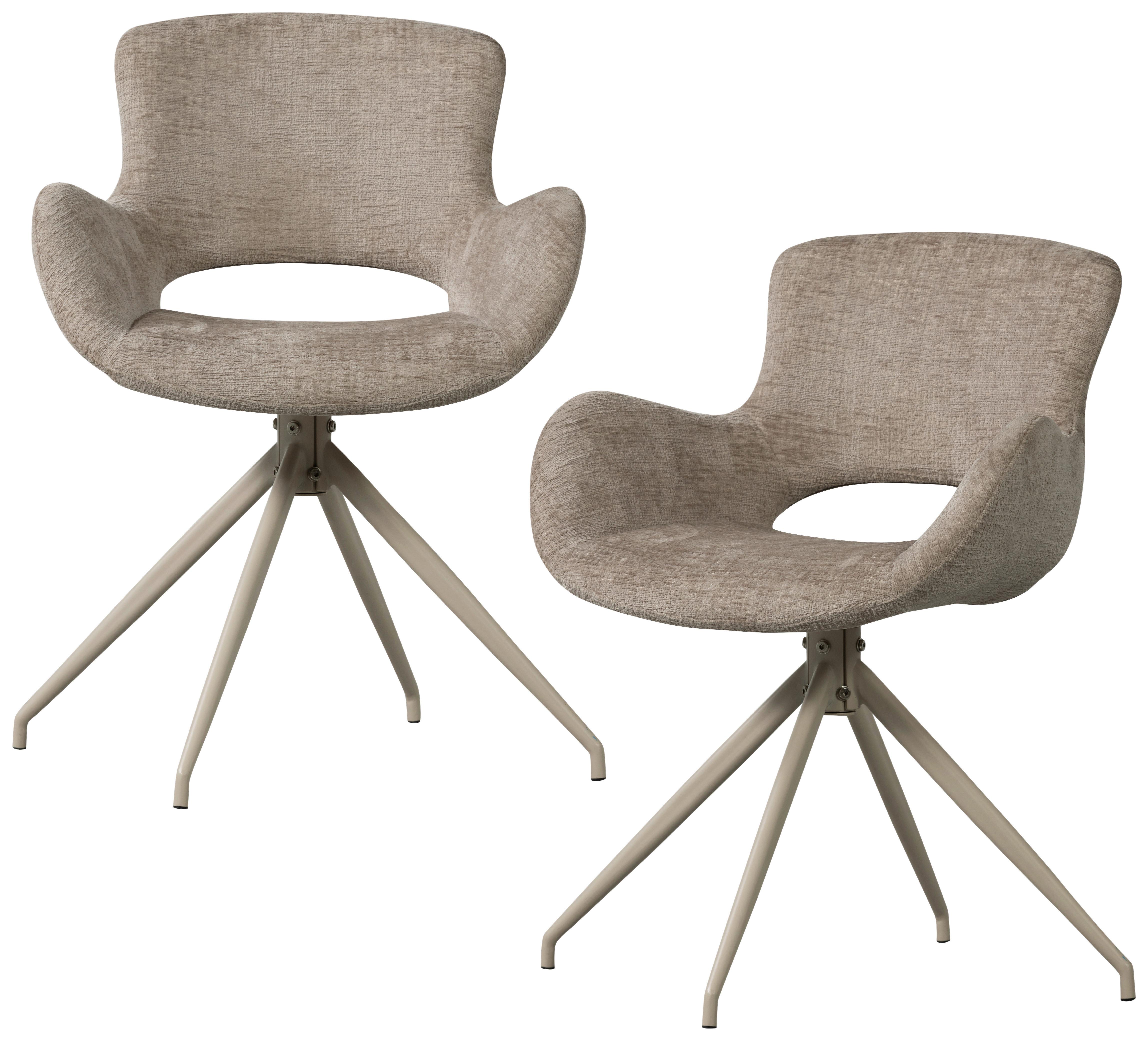 Armlehnstuhl-Set Eliva Sandfarben B: 58cm - Sandfarben, MODERN, Textil/Metall (58/82/58cm) - Livetastic