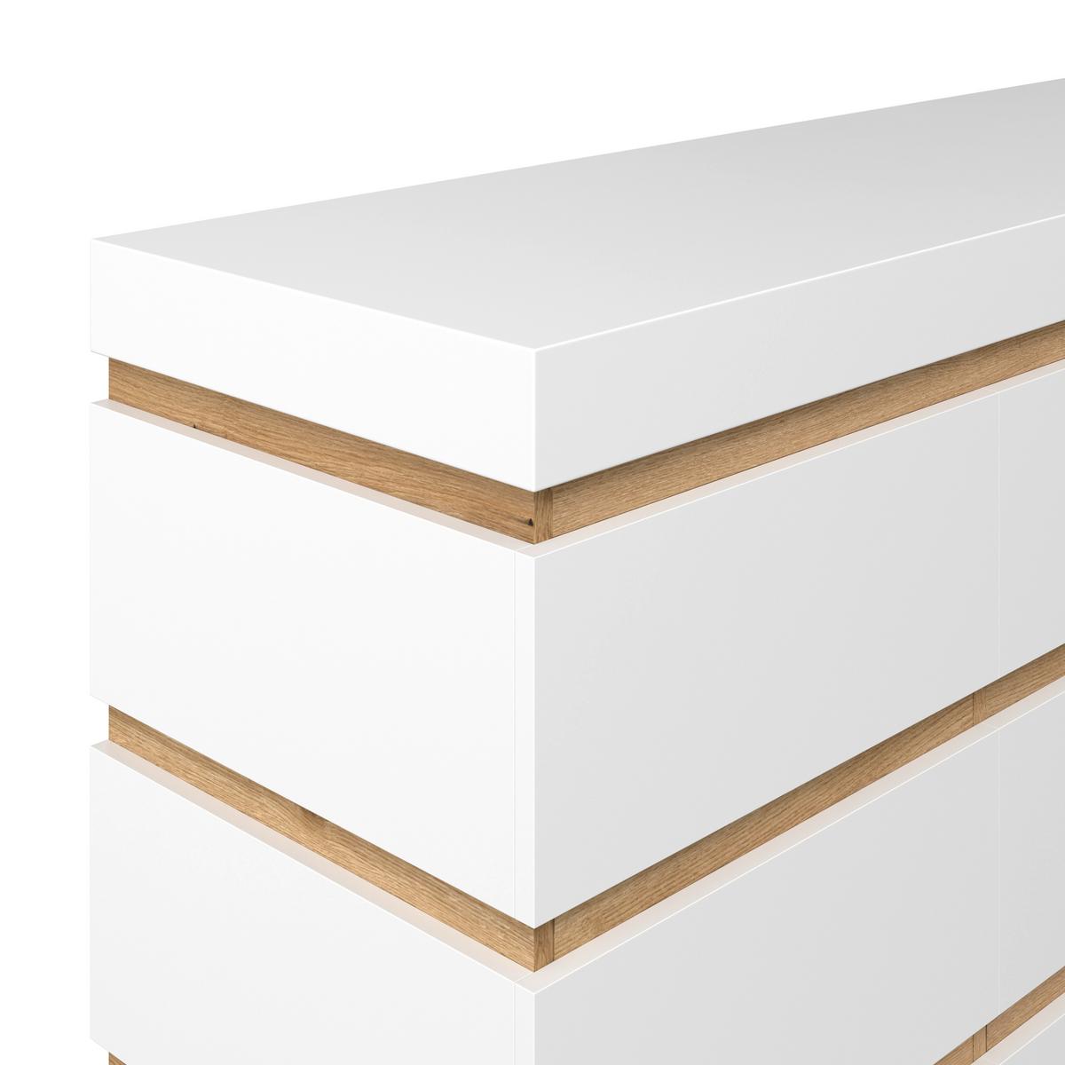 Comodă cu uși CALABRIA - alb/culoare lemn stejar, Trend, material pe bază de lemn (201,2/92,5/45cm) - Modern Living