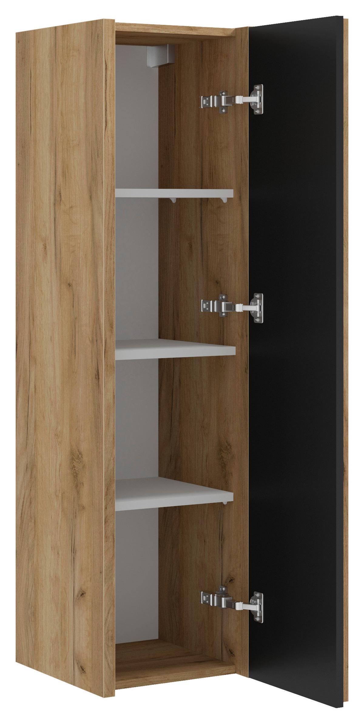 Dulap mediu Line - auriu/culoare lemn stejar, Modern, material pe bază de lemn (35/125/36cm) - Welnova