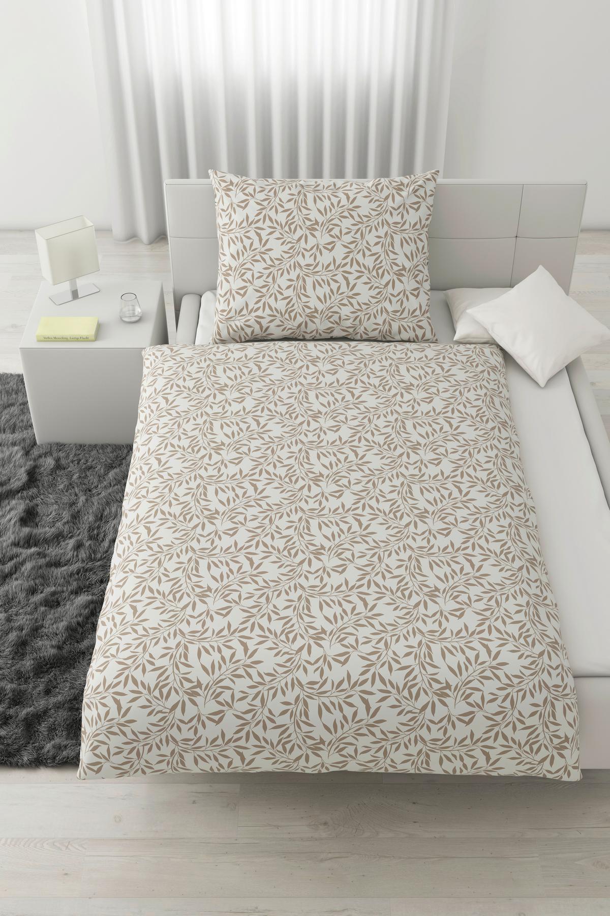 BETTWÄSCHESET TIFFANY - Taupe/Weiss, Konventionell, Textil (160/210cm) - Modern Living