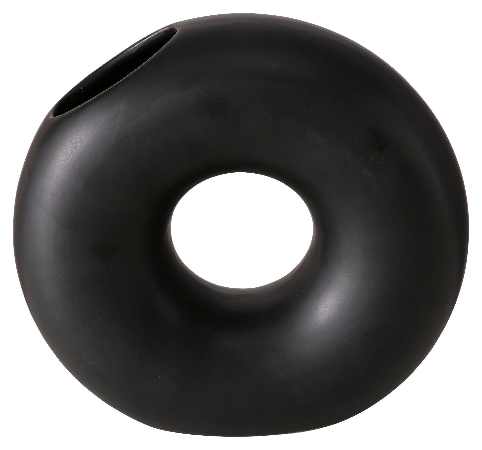 Dekovase Mellery in Schwarz matt - Schwarz, Basics, Keramik (21/19/8cm) - Modern Living