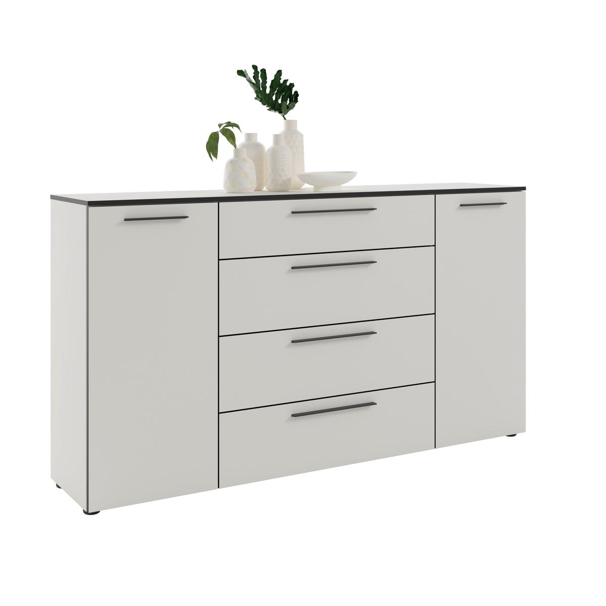 KOMODA SZEROKA SOUL - czarny/biały, Modern, materiał drewnopochodny/tworzywo sztuczne (180/99,8/40cm)