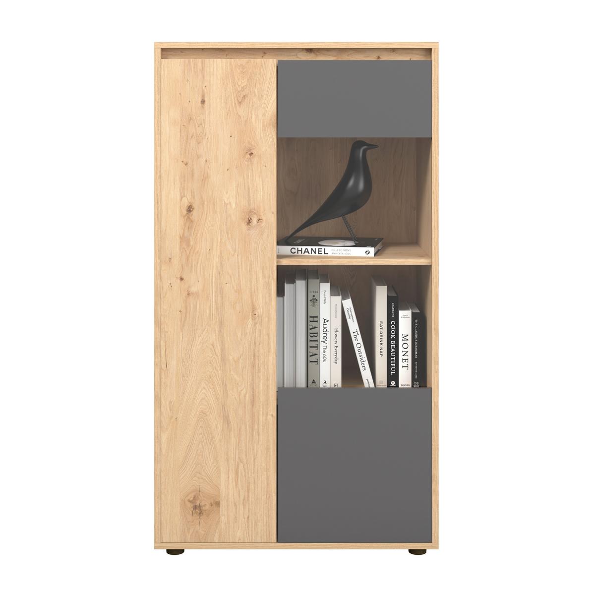 Regal Za Dnevni Boravak Caneva - hrast Artisan/crna, Moderno, staklo/drvni materijal (268/134/40,3cm) - Modern Living