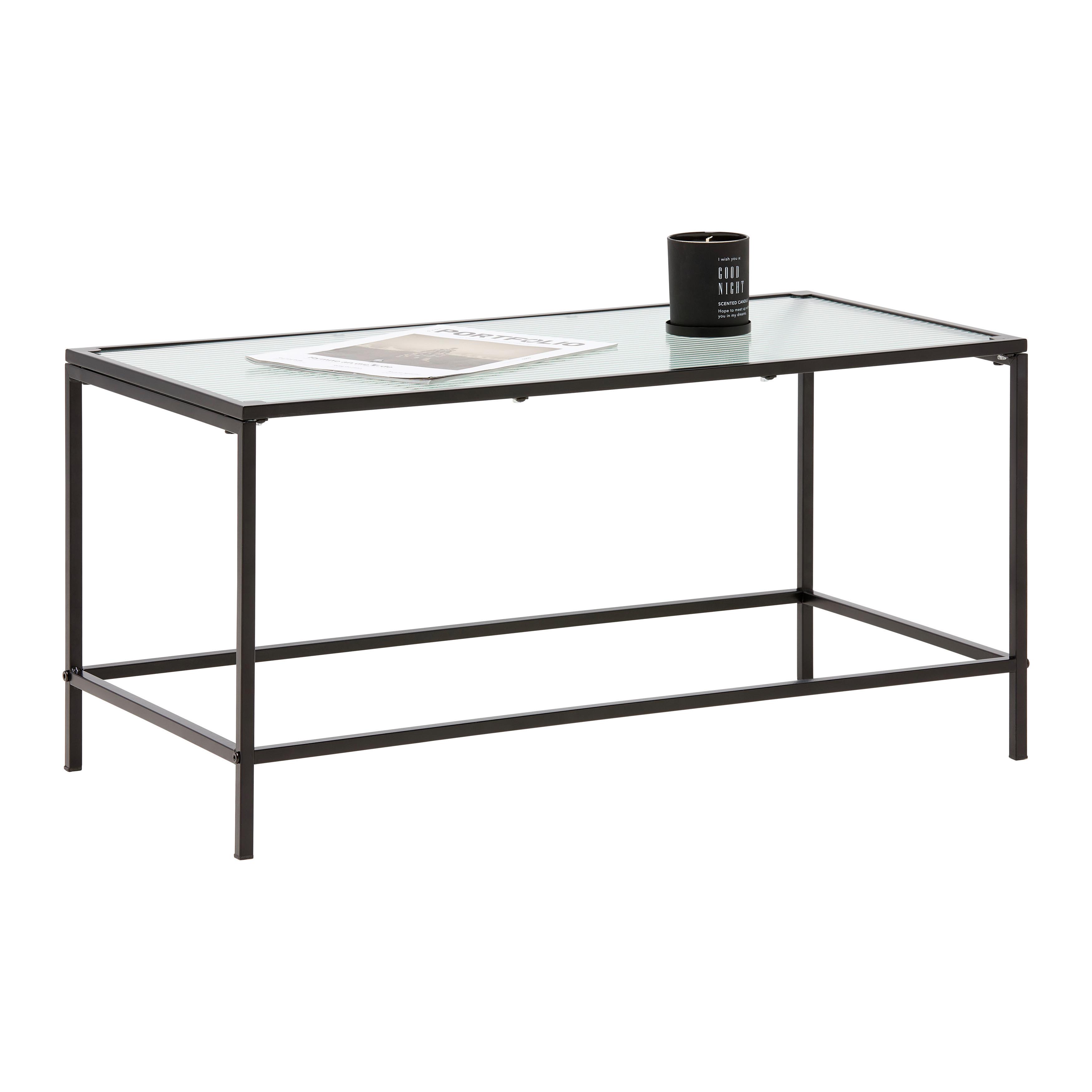 SOFFBORD LEON - svart/transparent, Modern, metall/glas (80/40/40cm) - Mömax