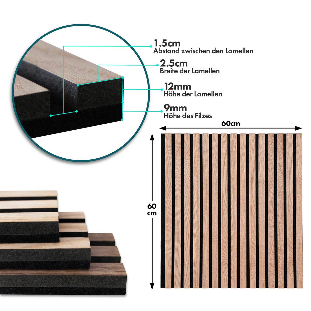 Akustikpaneel Eichefarben - Eichefarben, Basics, Holzwerkstoff (60/60cm) - Floordirekt