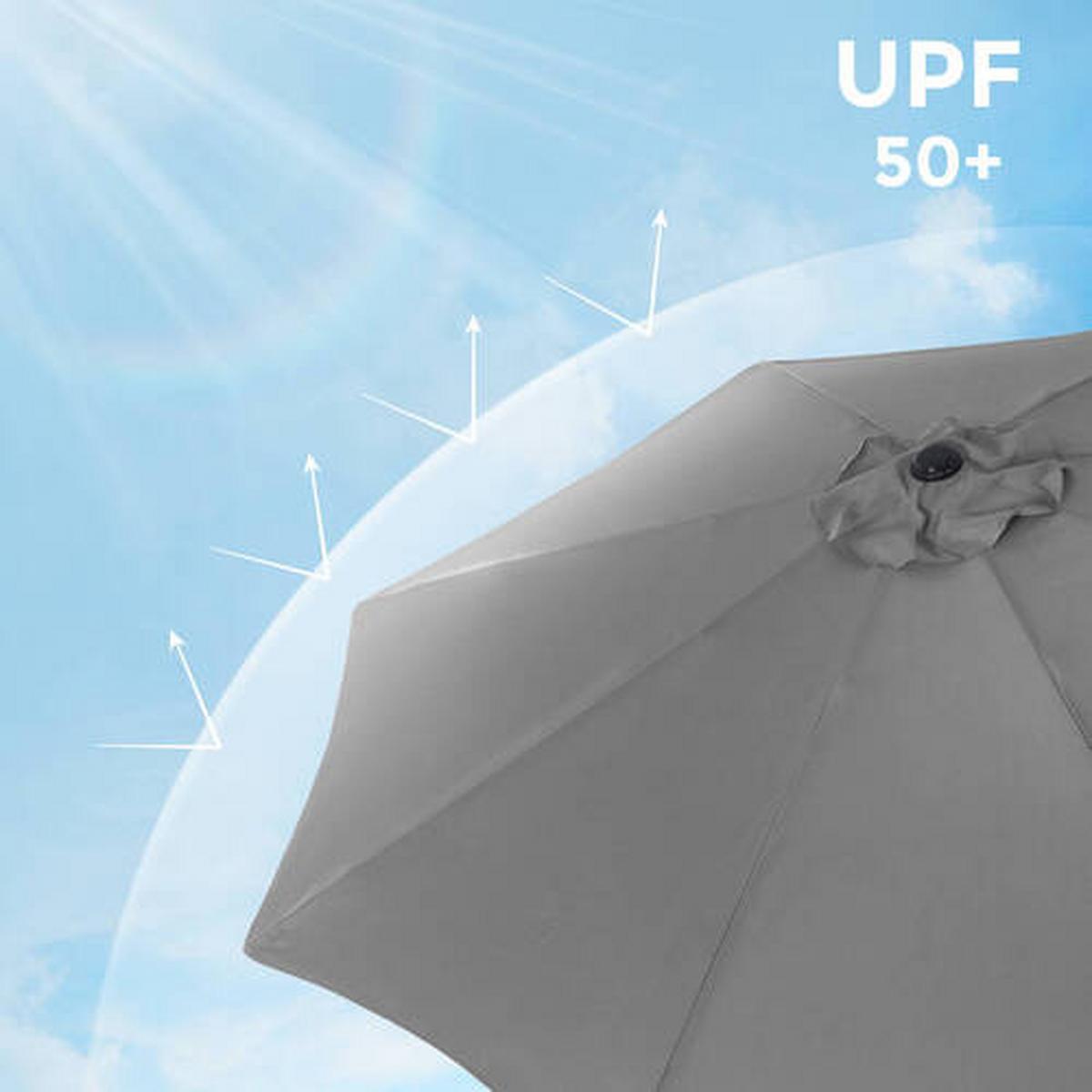 Sonnenschirm M Grau/Schwarz ca. 300cm - Schwarz/Grau, Basics, Textil/Metall (300/300cm) - Modante