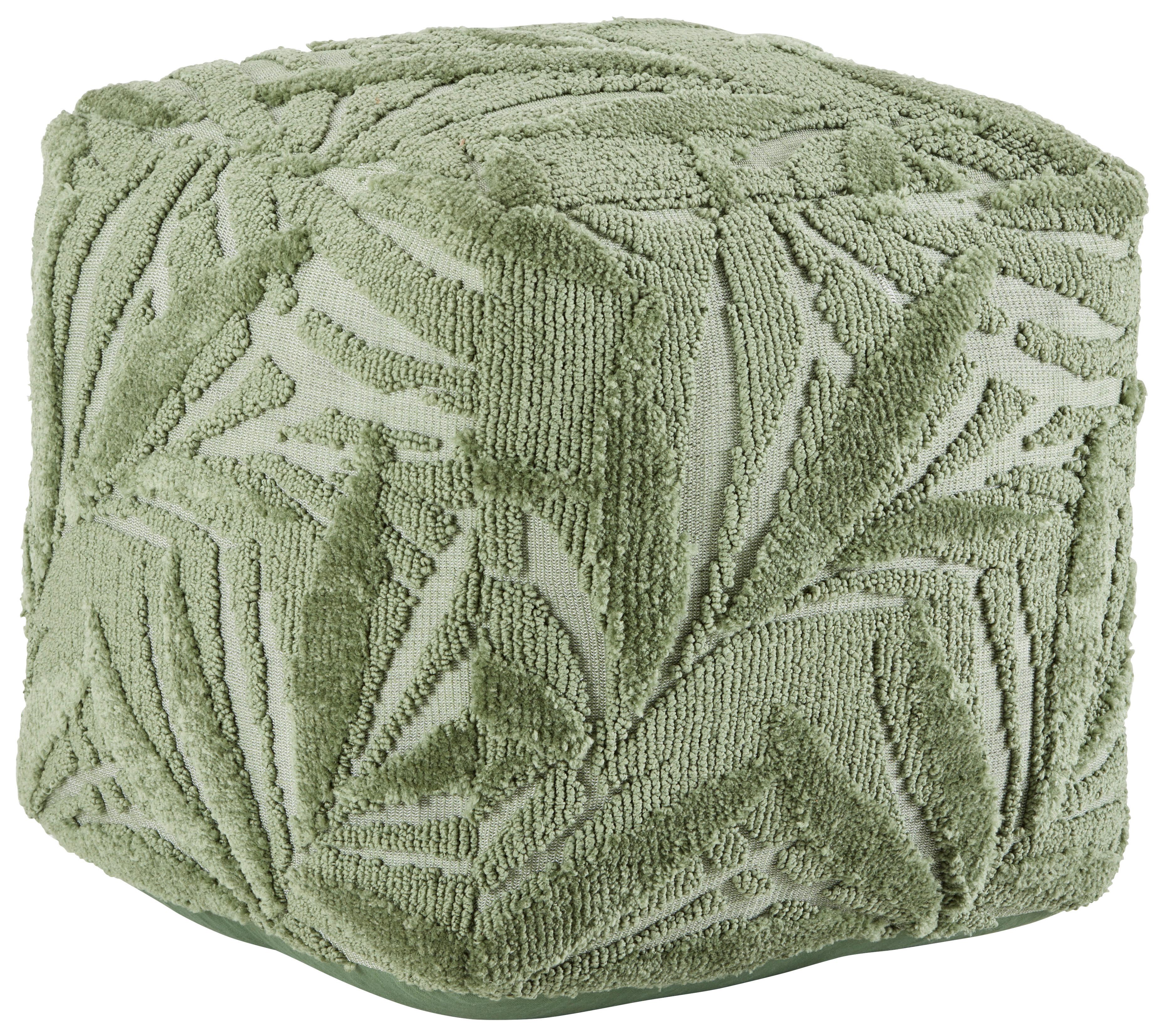 Pouf Tamara in Grün - Grün, LIFESTYLE, Textil (45/45/45cm) - Zandiara