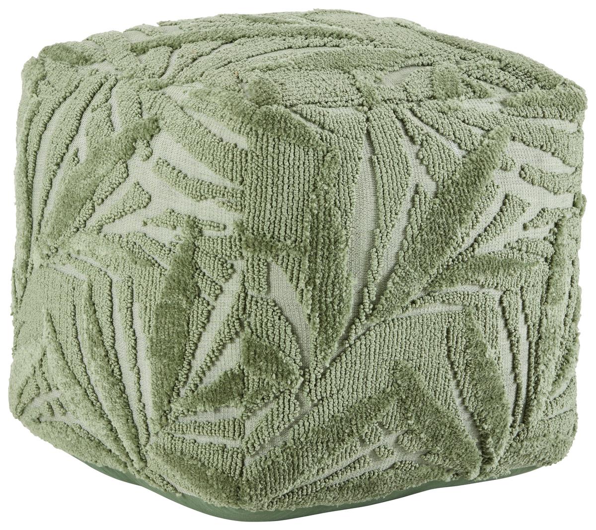 Pouf Tamara in Grün - Grün, LIFESTYLE, Textil (45/45/45cm) - Zandiara