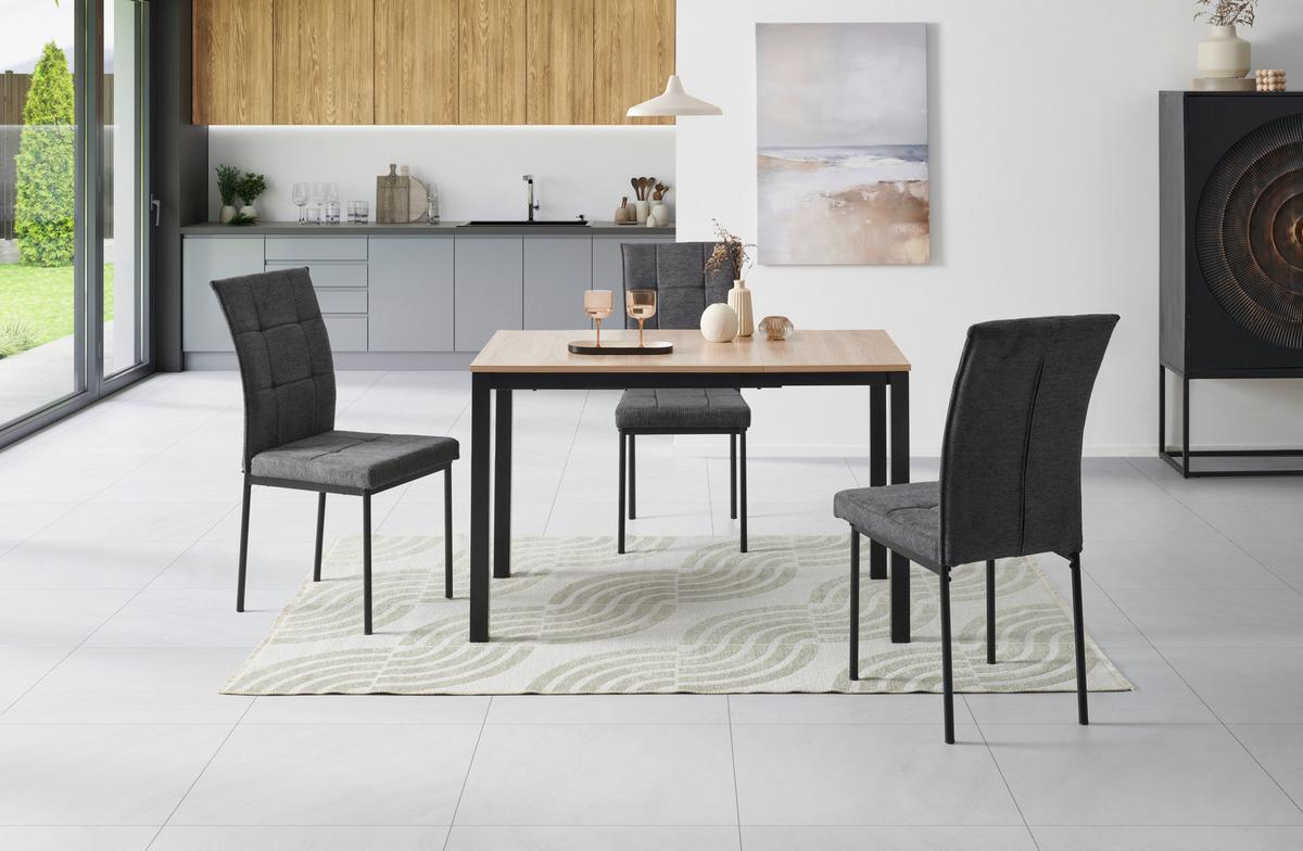 STÓŁ DO JADALNI GINA  AZ - czarny/kolor dębu sonoma, Konventionell, materiał drewnopochodny/metal (80-120/76/70cm) - MID.YOU