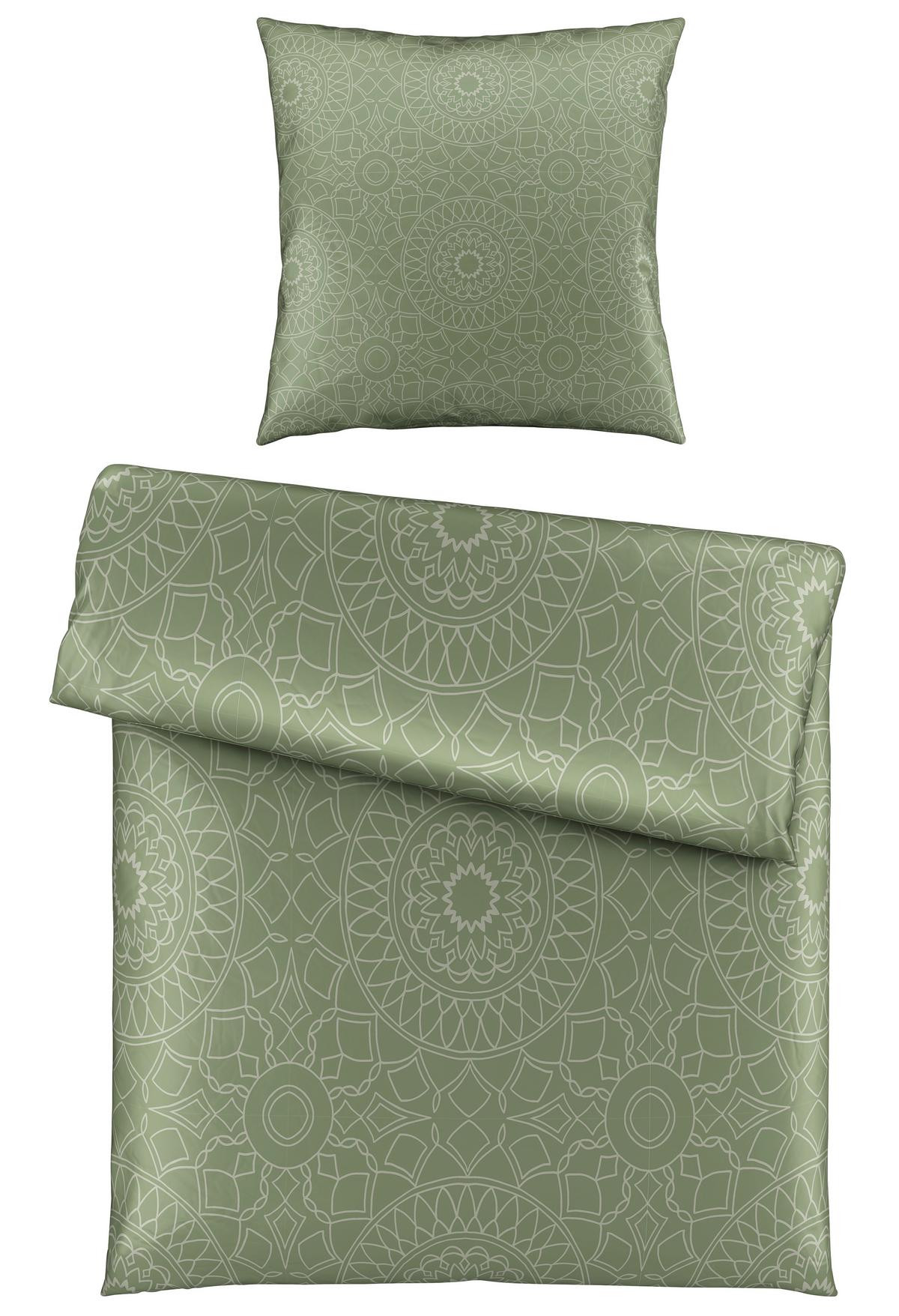 Bettwäsche Elisa in Grün ca. 135x200cm - Beige, MODERN, Textil (135/200cm) - Premium Living