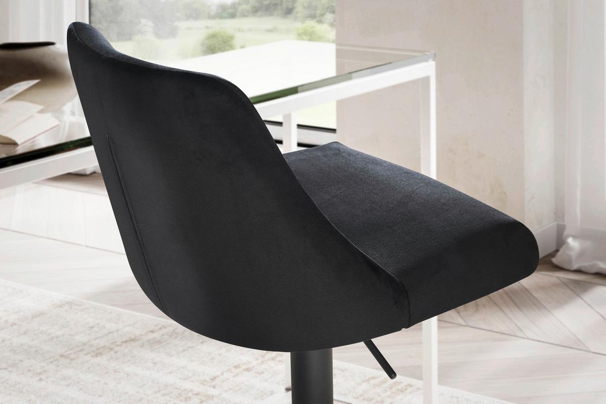 Barhocker in Textil ca. 45x106x51 cm Schwarz - Schwarz, Design, Textil/Metall (45/106/51cm) - MID.YOU