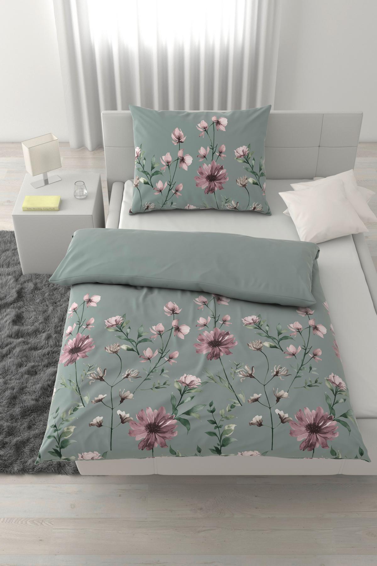 Posteljina Wiese 140x200/60x80cm - siva, Konvencionalno, tekstil (140/200cm) - Mömax