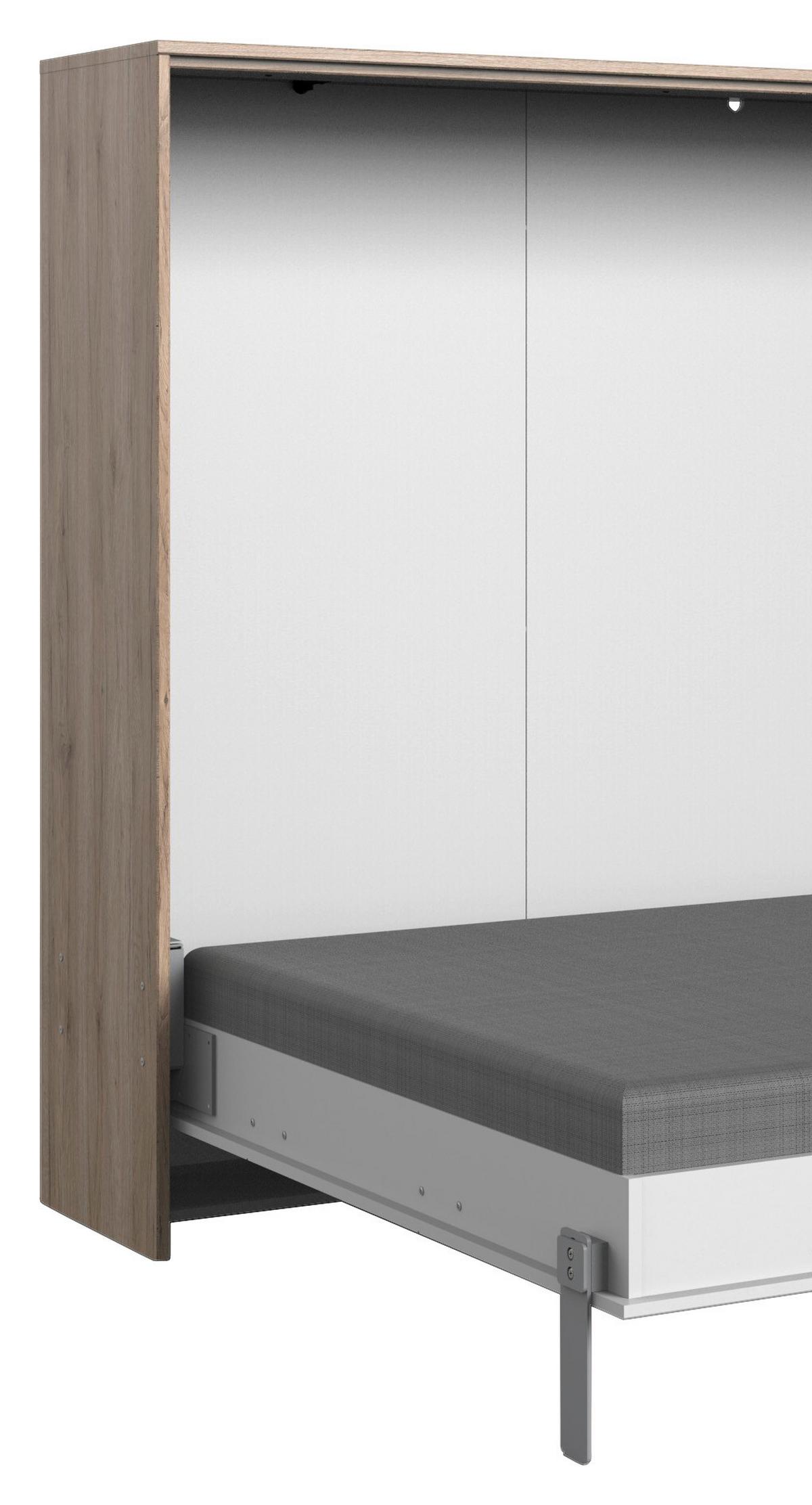 Schrankbett Juist Weiß/Eiche ca. 140x200cm - Eichefarben/Weiß, KONVENTIONELL, Holz/Holzwerkstoff (140/200cm) - MID.YOU