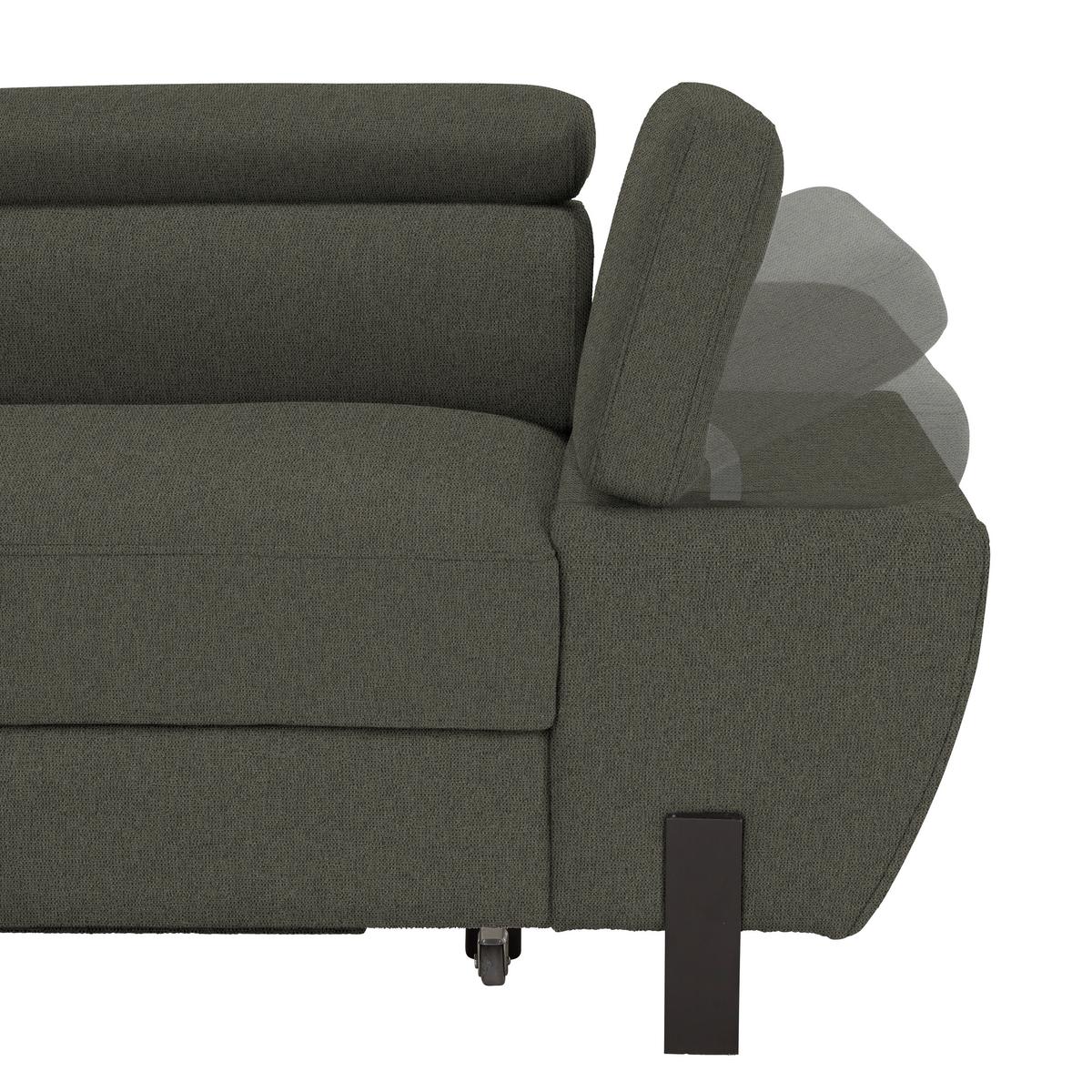 Wohnlandschaft Molina Mini in Grün - Hellgrau/Schwarz, MODERN, Textil/Metall (189/277cm) - Mömax