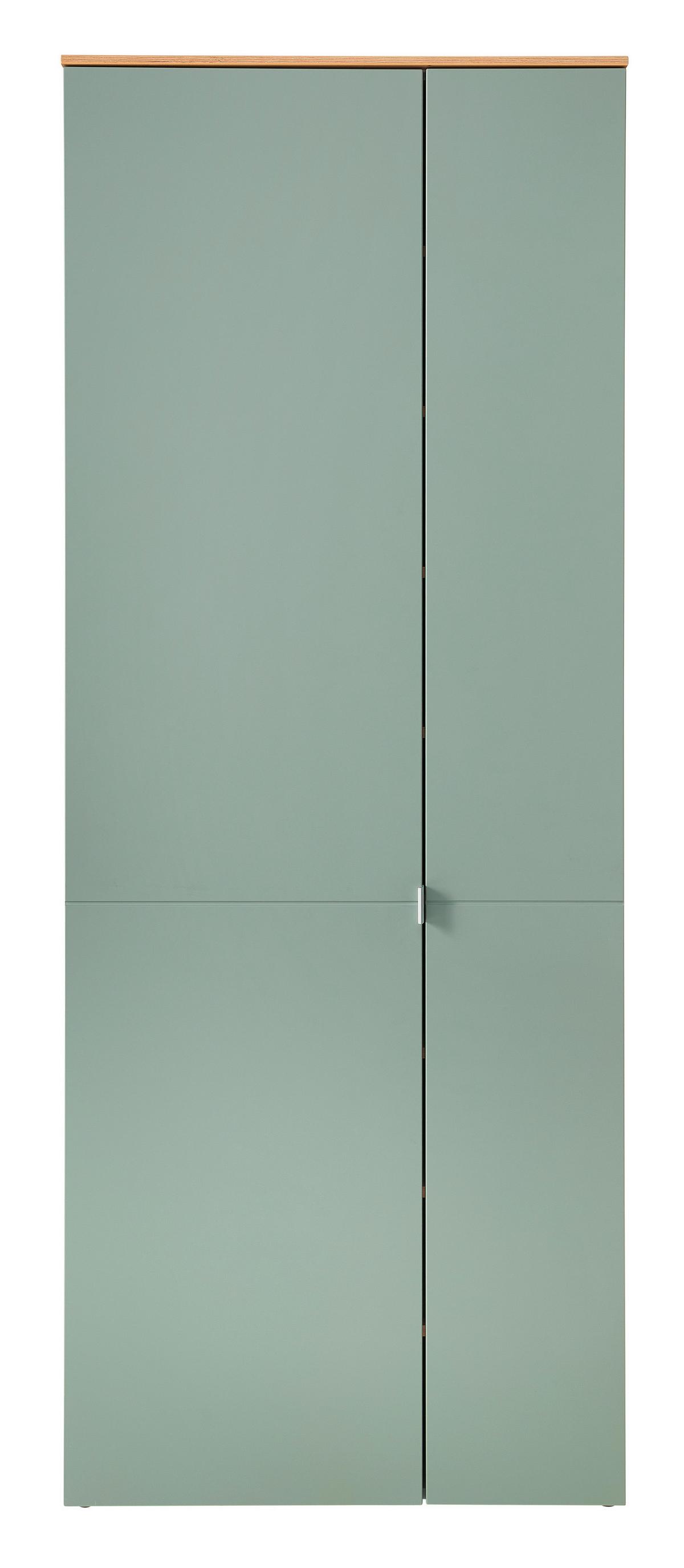 Schuhschrank Bari Eiche Artisan/Schilfgrün - Schilfgrün/Silberfarben, Modern, Holzwerkstoff/Metall (78/202/38cm)