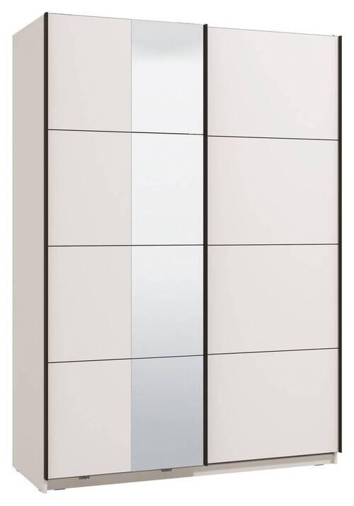 Schwebetürenschrank Gard 150 in Weiss - Weiss/Schwarz, Konventionell, Holzwerkstoff/Metall (146/217/61cm) - Mömax