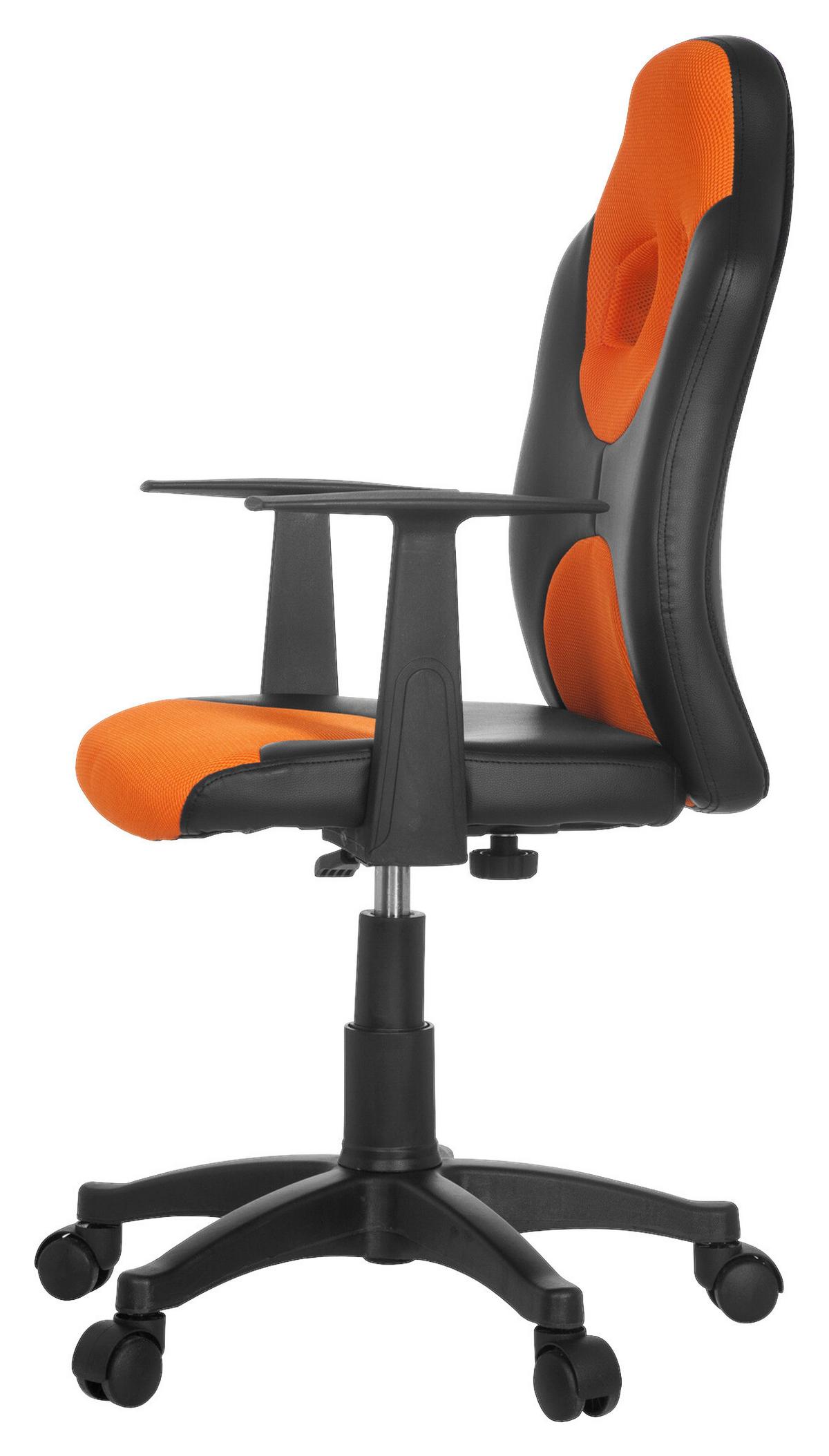 Mladinski Vrtljivi Stol Kid Racer Al, Črna, Oranžna - črna/oranžna, Basics, umetna masa (54/90-100/48cm) - MID.YOU