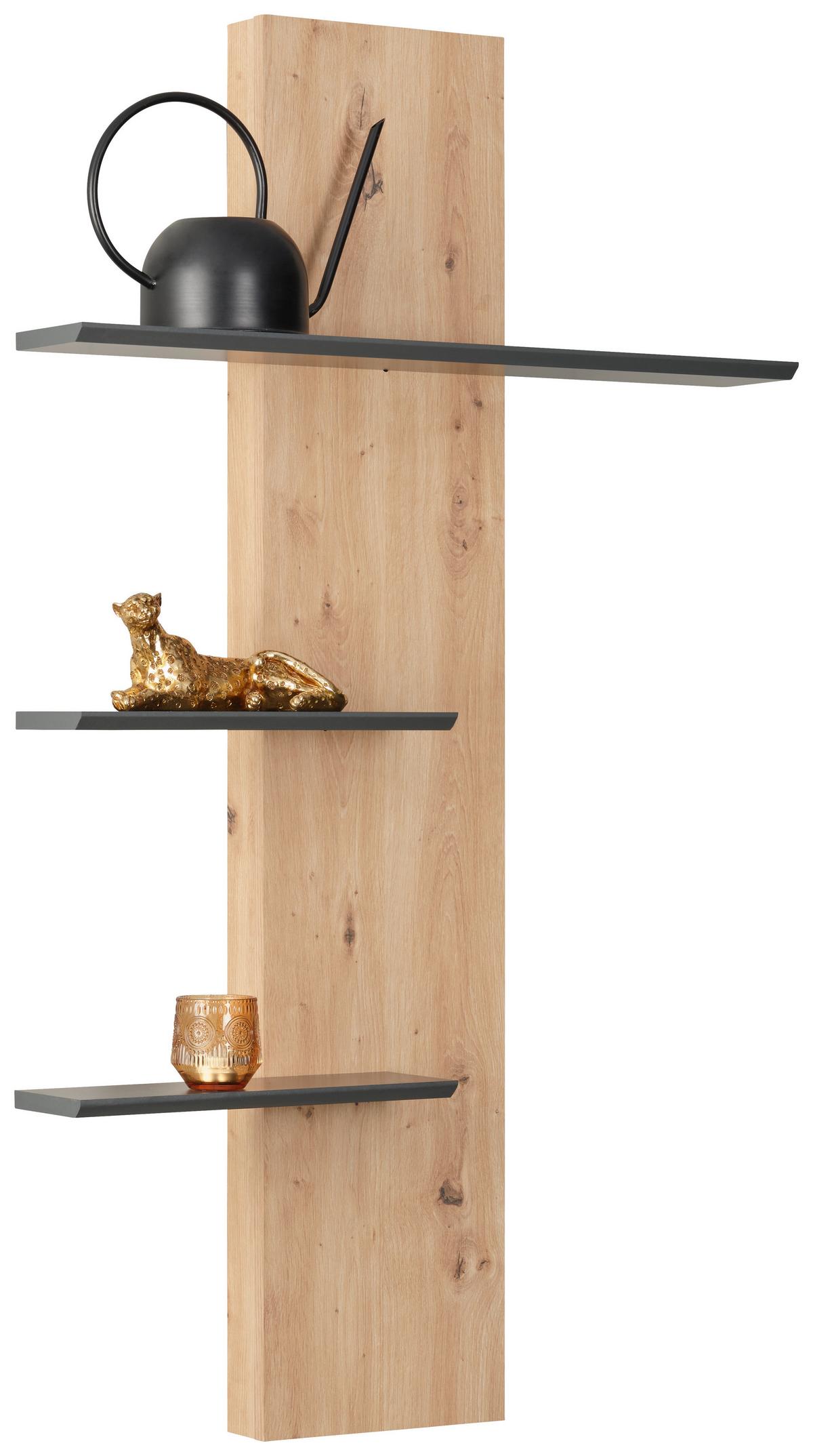 Poliță de perete JAKE - stejar Artisan/antracit, Trend, material pe bază de lemn (76/127,5/18,6cm) - Modern Living
