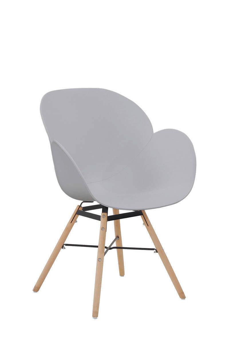 STUHL-SET QZWH6 - Grau, Design, Holz/Kunststoff (59/83,5/57,5cm) - Kayoom