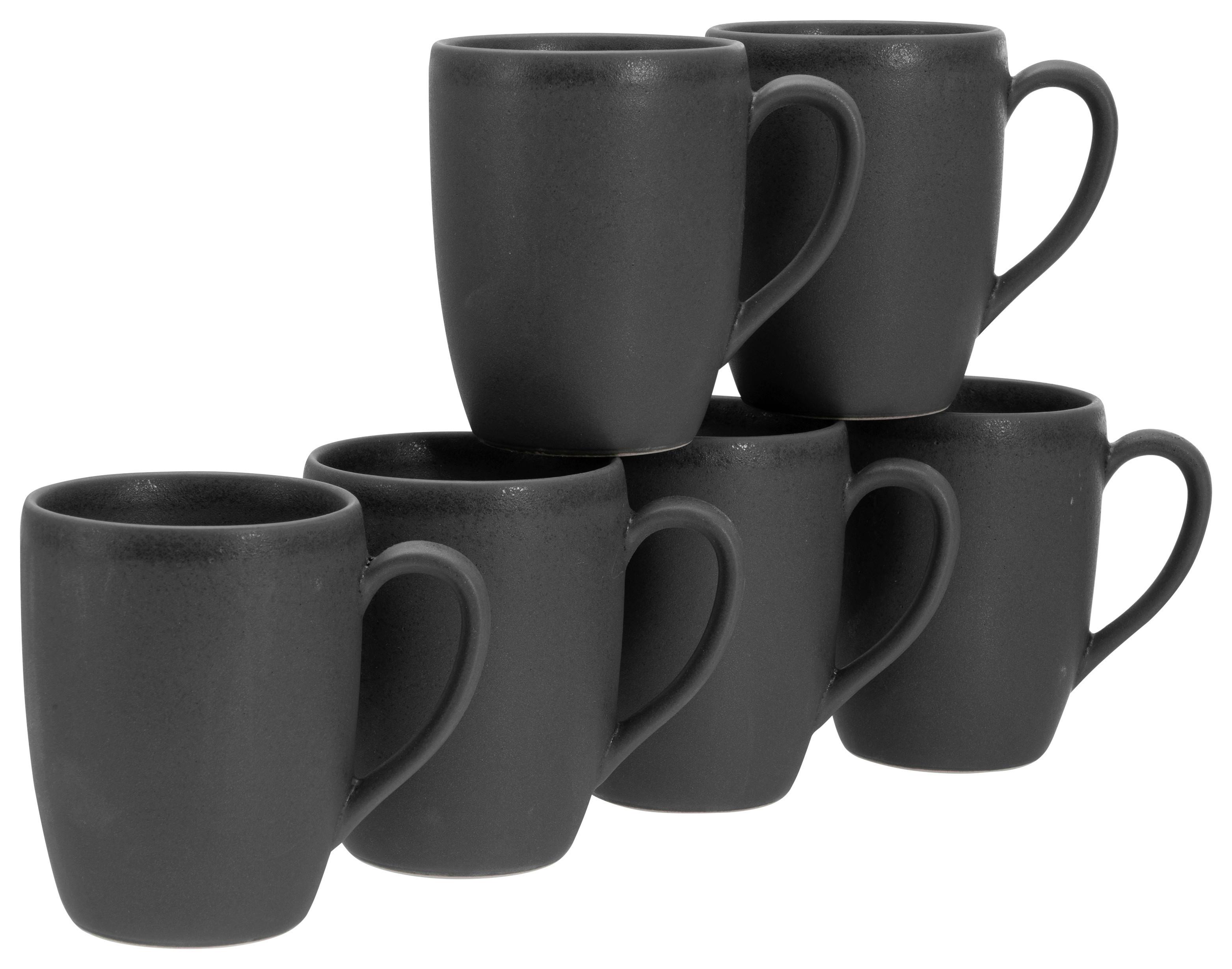 Kaffeebecherset Soft Touch Schwarz, 6-teilig - Schwarz, Basics, Keramik (300ml) - Creatable