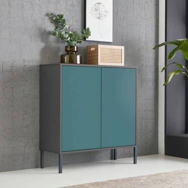 Kommode Mailand Typ 4 Anthrazit/Petrol - Anthrazit/Petrol, MODERN, Holzwerkstoff/Metall (79/86/33cm) - MID.YOU