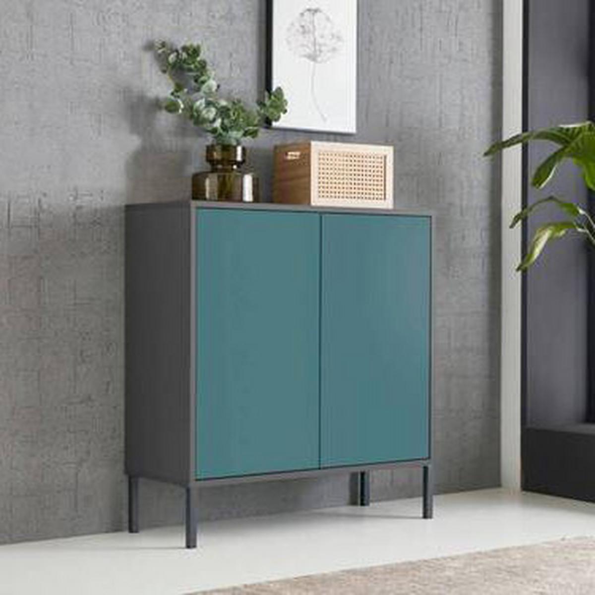 Kommode Mailand Typ 4 Anthrazit/Petrol - Anthrazit/Petrol, MODERN, Holzwerkstoff/Metall (79/86/33cm) - MID.YOU